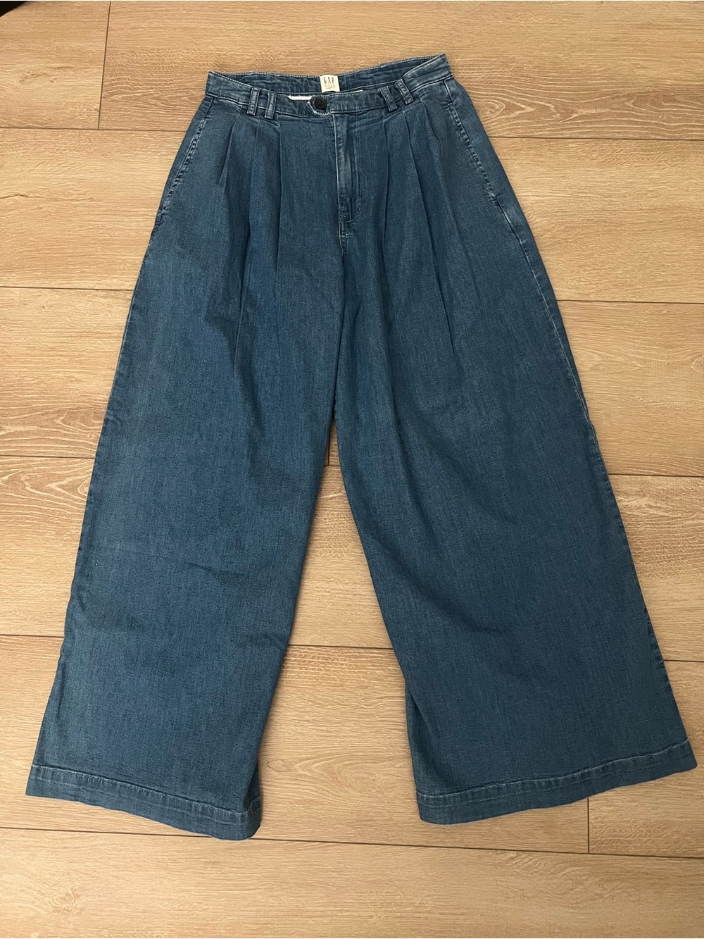GAP x DOEN Blue Denim High-Rise Wide Legged Palazzo Denim Trousers size 2 - Picture 4 of 8